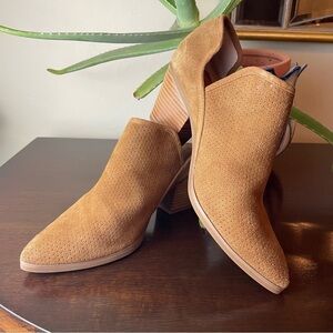 Seychelles Perforated Suede Pointed Toe Booties